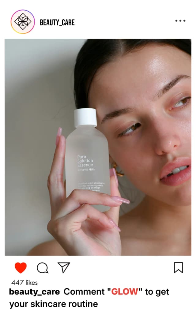 Skincare brand Instagram automation mockup